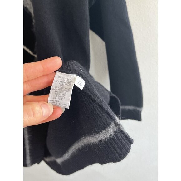 Marisa Christina Crewneck sweater black XL Long Sleeve Lambswool Rabbit Fur Gray - Picture 4 of 5